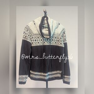 Maurices Sweater Women's Fair Isle Cowl Neck Metallic Thread Knit Pullover